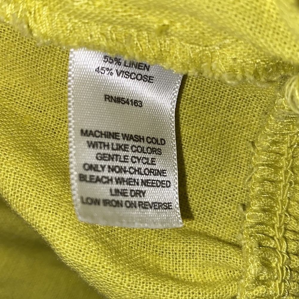 NWT Marc New York Jeans L Linen Blend Cropped Camp Shirt Chartreuse Lime Green - Picture 7 of 8